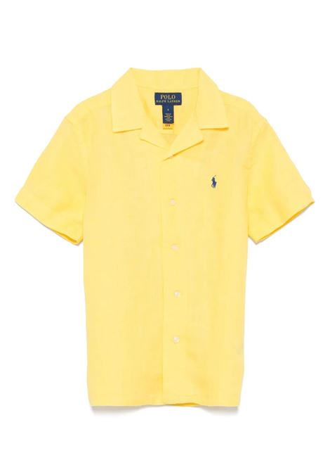 Camicia Bowling In Lino Giallo Con Pony a Contrasto RALPH LAUREN KIDS | 322-964585003